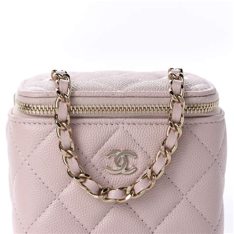 CHANEL Caviar Quilted Mini Vanity Case With Chain Light